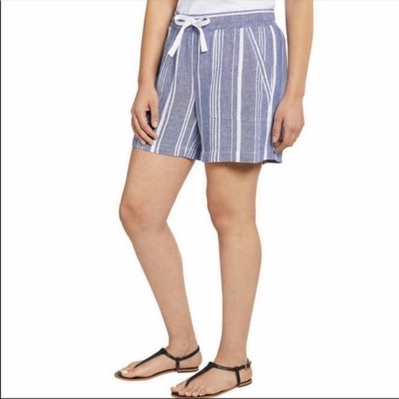 NAUTICA Ladies Linen Blend Pull On Shorts in Navy Blue - Picture 3 of 3